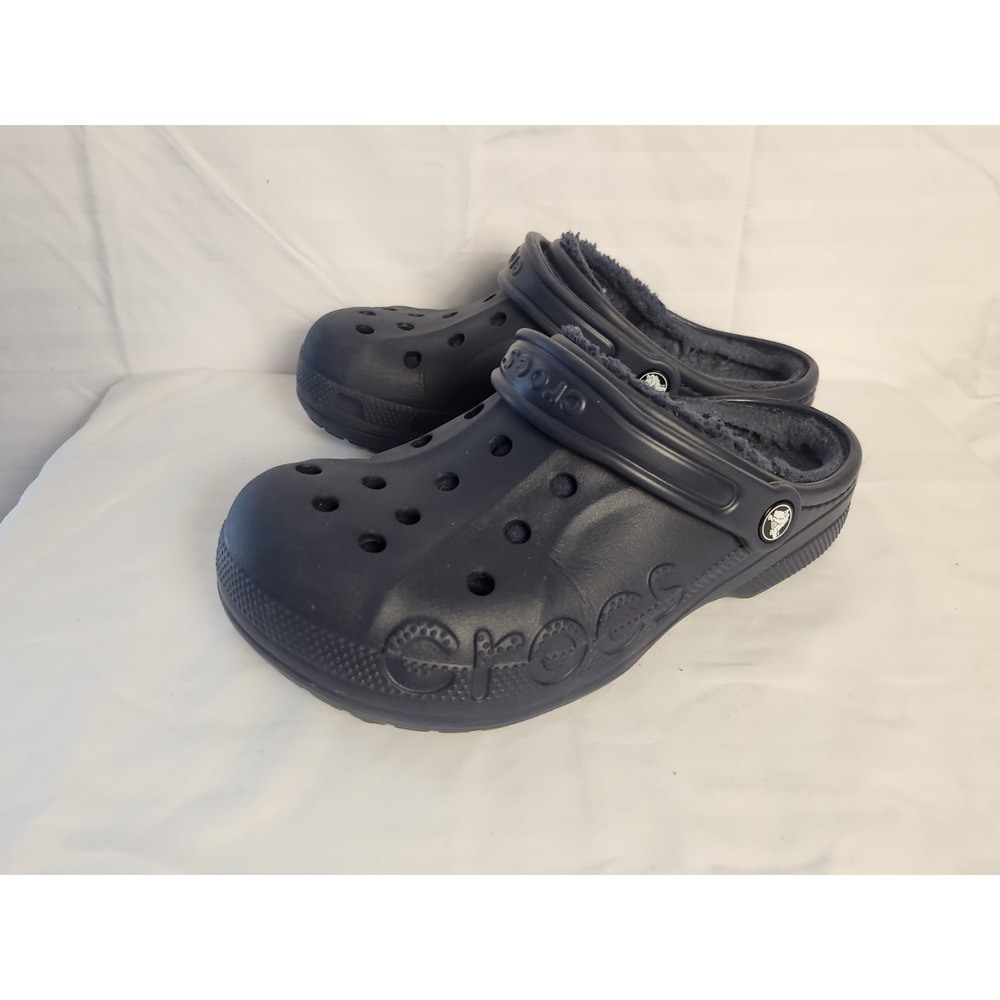 Crocs Classic Lined Slip On Clogs Shoes Sandals Navy Blue Mens 6  Womens 8 - Picture 3 of 6